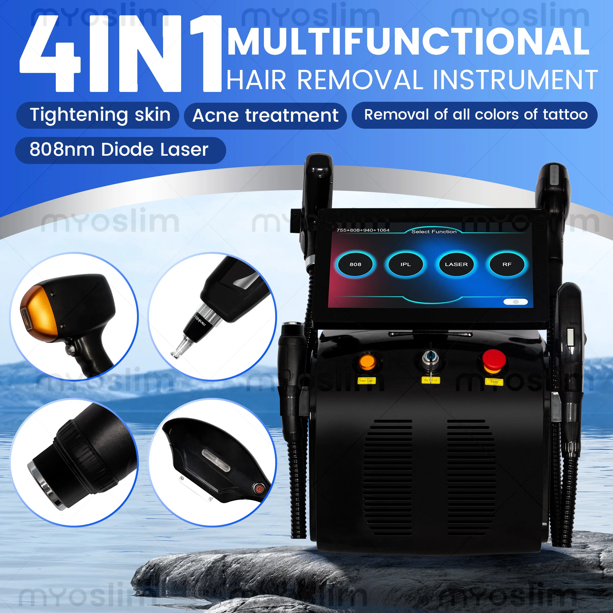 

Многофункциональный лазерный аппарат 4-в-1 Soprano Titanium Ice Platinum RF Diode 755 808 940 1064 нм с 4 длинами волн и PICO-лазером ND:YAG для безболезненного удаления волос