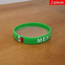 2pcs Mexico National Flag Wristbands Sports Silicone Bracelet Men Women Rubber Band Patriotic Commemorative Fashion Accessory