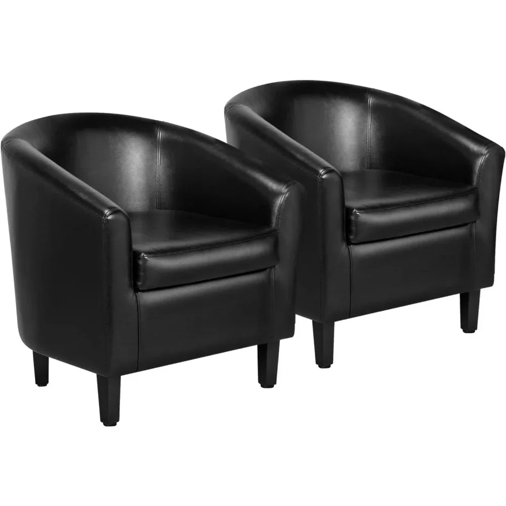 

Barrel Chairs Set of 2, Faux Leather Club Chairs, PU Leather Accent Chairs, Waiting Room Chair with Soft Padded Seat