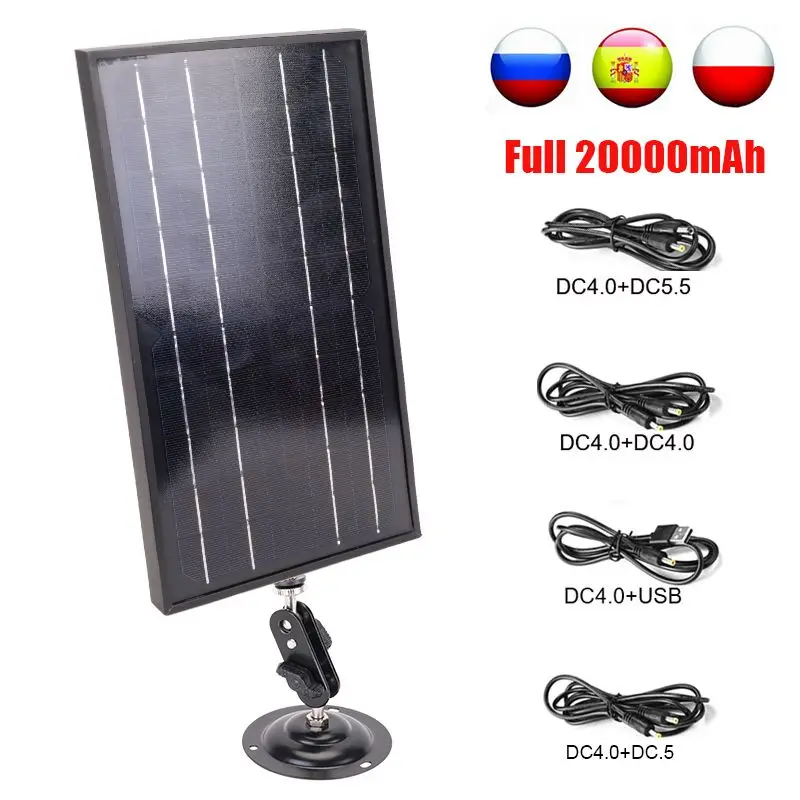 

12V 9V 6V Solar Panel Power Bank Battery Charger USB/DC/Type C Fast Charge 20000mAh 10W Portable Outdoor Rechargeable Solar Cell