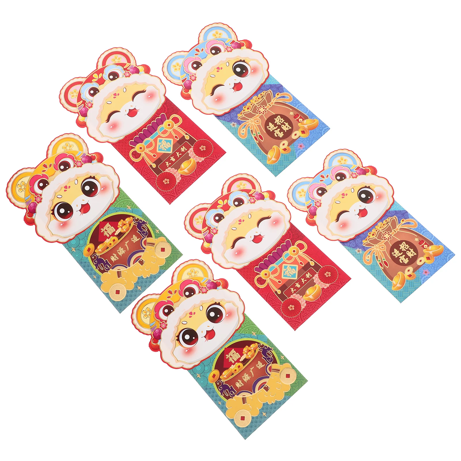 

6Pcs Red Envelopes Cartoon Style Flip Cover New Year Money Envelope Lunar New Year Cash Envelope Traditional Hongbao