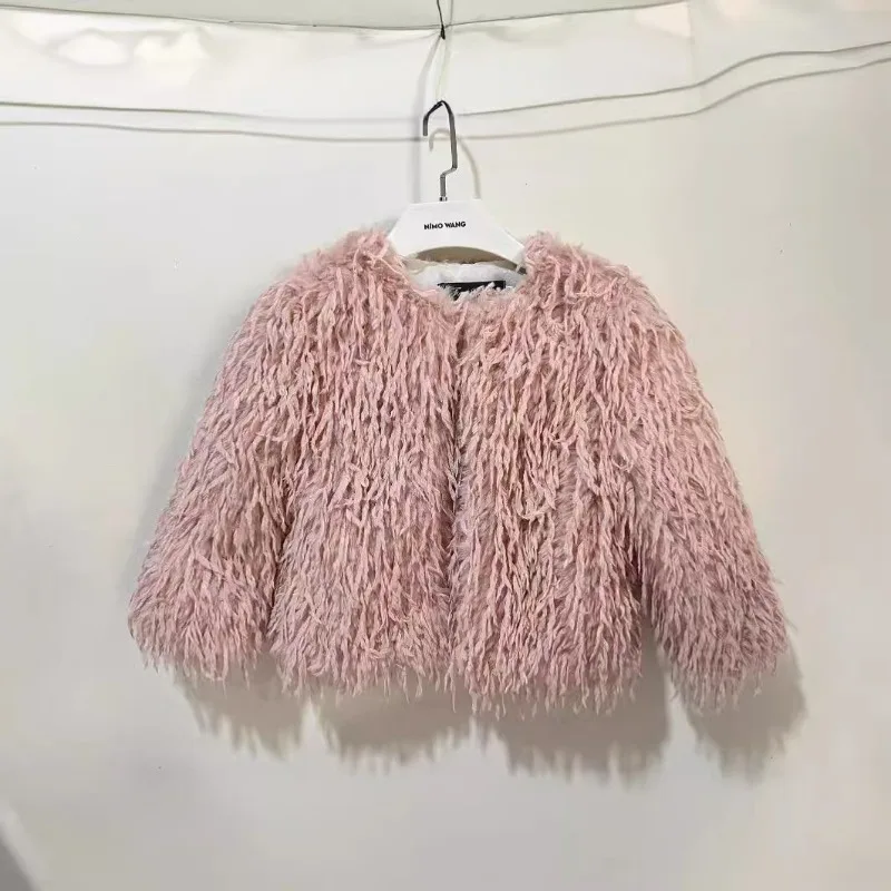 Herbst-Winter-Wollmantel für Mädchen, Kunstpelzmantel für 2-10 Jahre, vielseitige, trendige Jugendjacke für Mädchen, Kunstpelzjacke – Detail 4