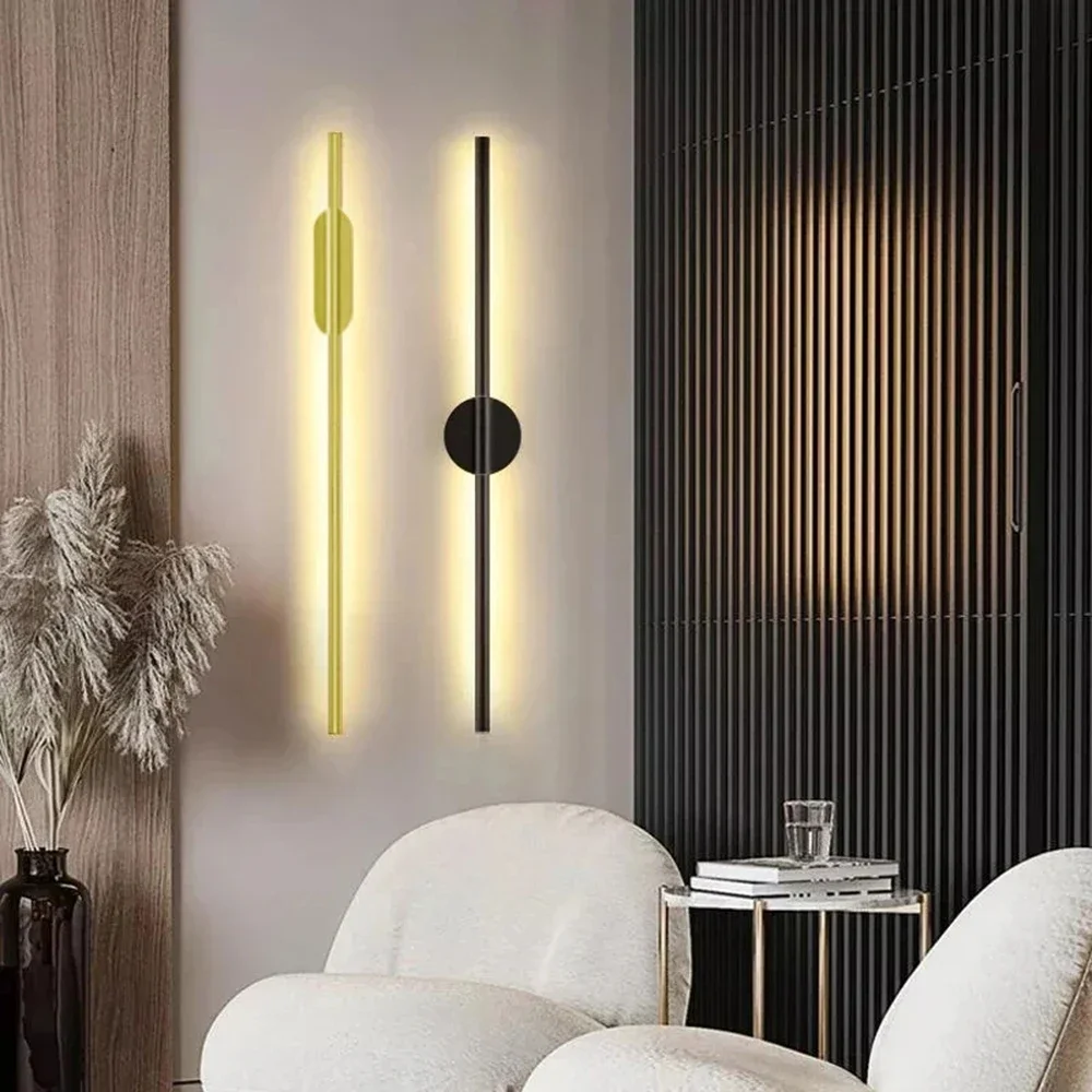 

Modern LED Wall Lamp Simplicity Wall Light Home Decor Fixture Long Straight Iron Wall Sconce For Living Room Bedside Corridor