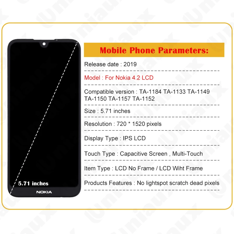 100% Original LCD Display Touch Screen Digitizer Assembly For Nokia 4.2 TA-1184 TA-1133 TA-1149 TA-1150 TA-1157 TA-1152 Replace