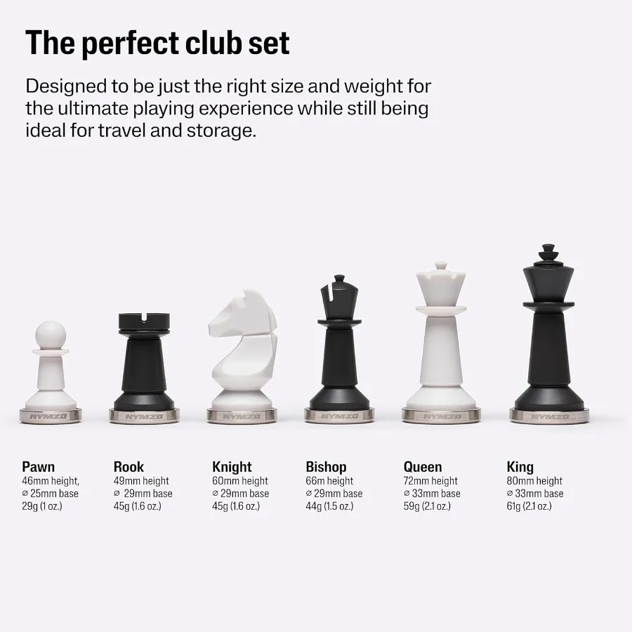 스탠튼 시리즈 01: 오프닝 에디션 체스 세트 34개 조각 금속 베이스 블랙 앤 화이트 실리콘 매트 클럽 사이즈 블랙 베이스