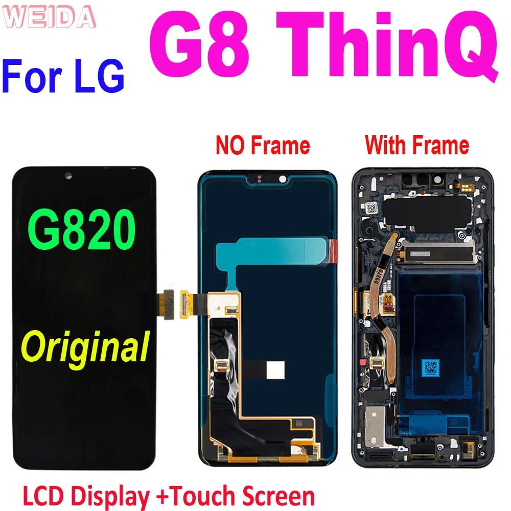 Original LCD For LG G8 G820 G8 ThinQ LCD Display Touch Screen Digitizer Assembly Frame G820QM G820V G820N LMG820QM7 G820UMB