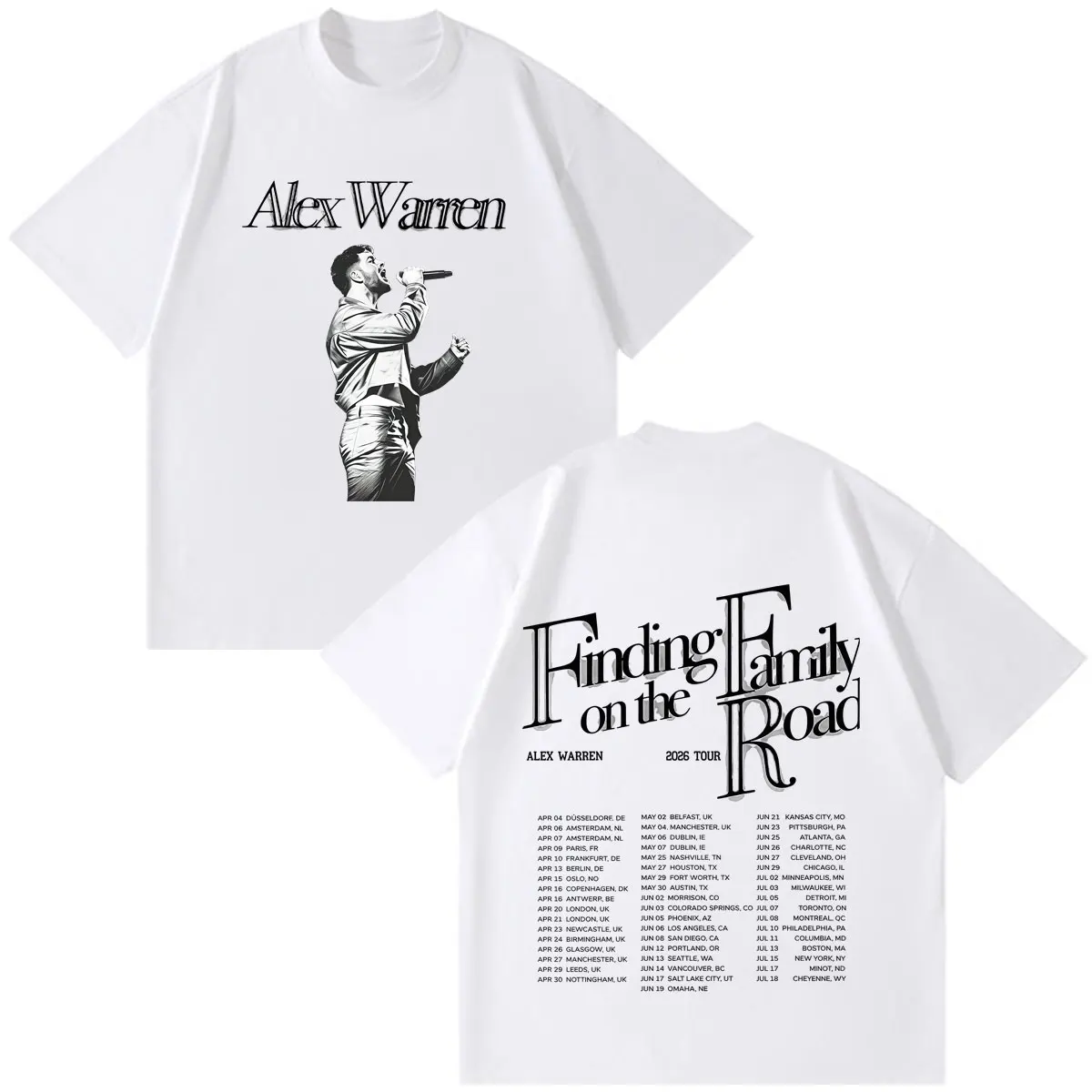 Alex Warren 2026 Tour Grafische Merchandise T-shirts Heren Dames Mode Vintage T-shirts Korte Mouw Katoen Losse Gotische Punk T-shirts