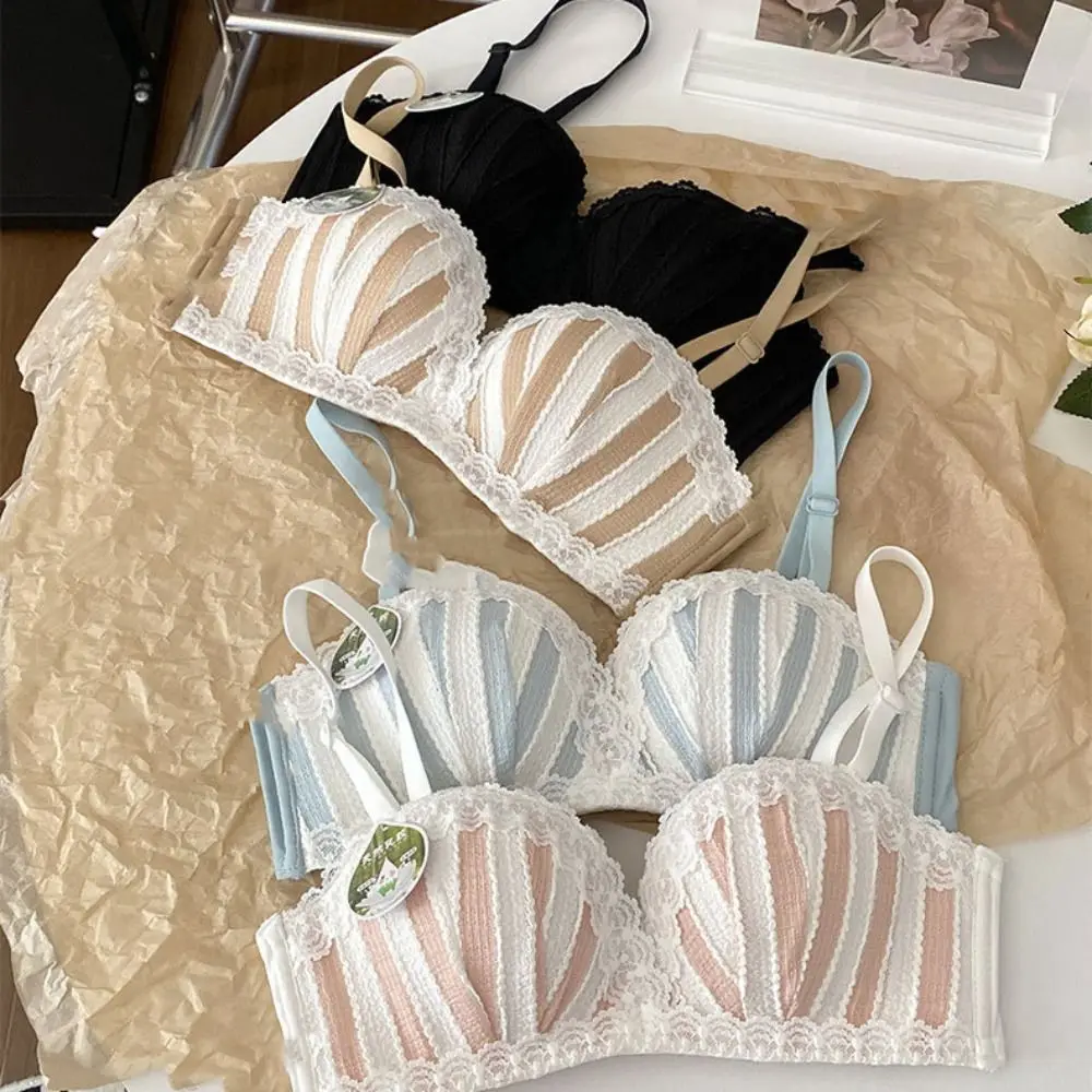 

Adjustable Thick Pads Lace Deep V Bra Shockproof Anti-sagging Sweet Girls Bra Underwear Lingerie Wireless Bra Women Women