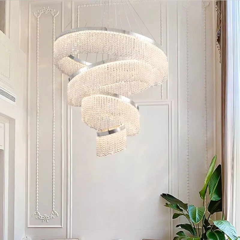 

Light Luxury Duplex Apartment Crystal Living Room Chandelier Modern Simple Superior Sense Villa Living Room Main Pendant Light