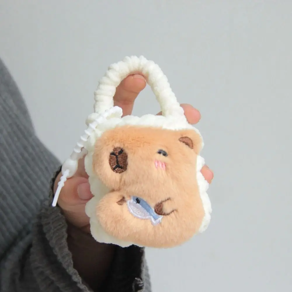 Backpack Hanging Capybara Doll Keychain Anti Loss Multifunctional Kintted Mini Coin Bag Portable Earphone Bag Car Keying Pendant