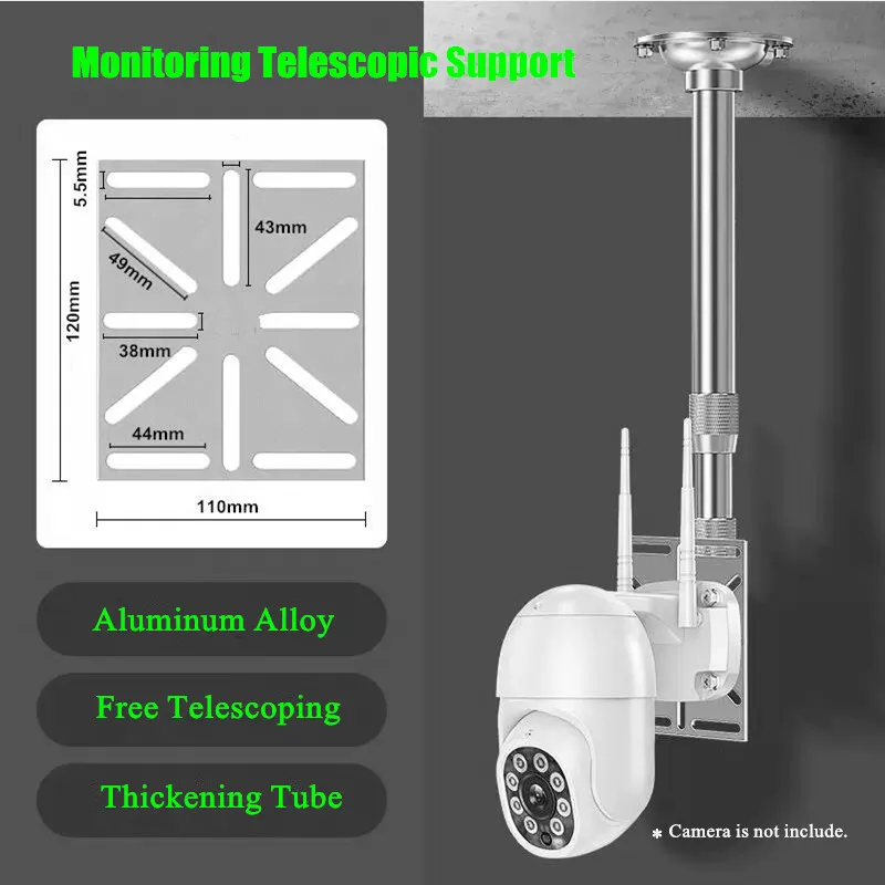 

20-40cm/30-60cm/40-80cm/60-120cm Adjustable Monitoring Telescopic Support Dome PTZ Camera Vertical Hanging Ceiling Mount Bracket