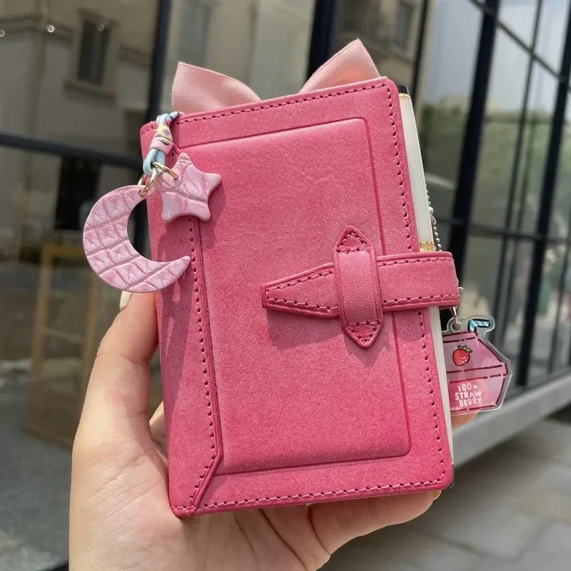 60sheets notebook m5 binder agenda planner pink handbook leather loose-leaf notebook korean stationery blank grid lined notebook
