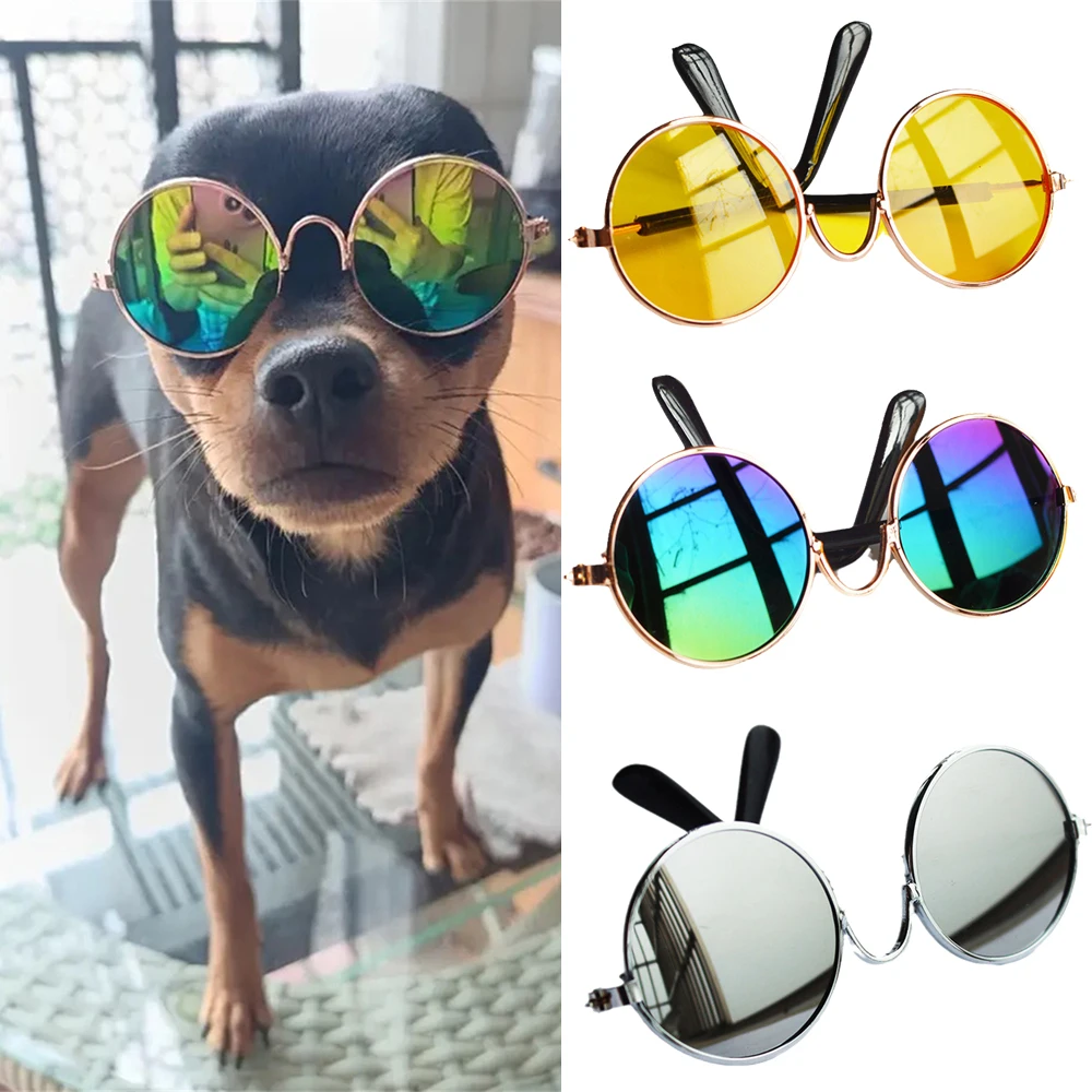 Lovely Vintage Round Puppy Dog Cat Sunglasses Cool Pet Glasses for Small Dogs Animals Rabbit mascotas Doll Grooming Accessories