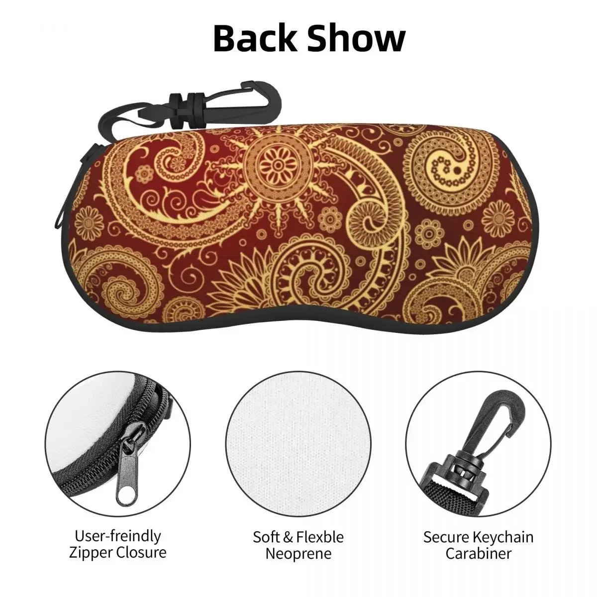 Baroque Floral Horizontal Glasses Case Abstract Print Pocket Zipper Sunglasses Pouch Classic Male Female Eyewear Box