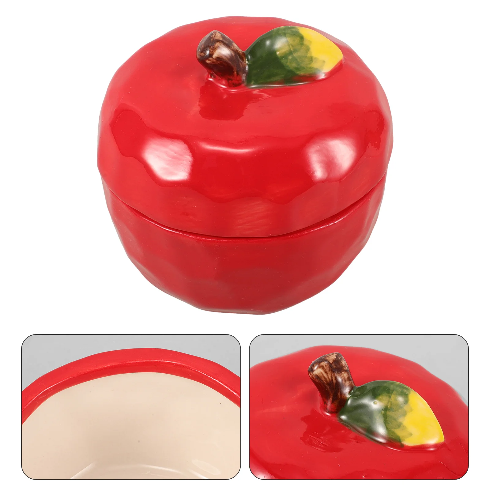 Airtight Cookie Jar Christmas Apple for Candy Ceramic Tea Storage Red Ceramics Holiday