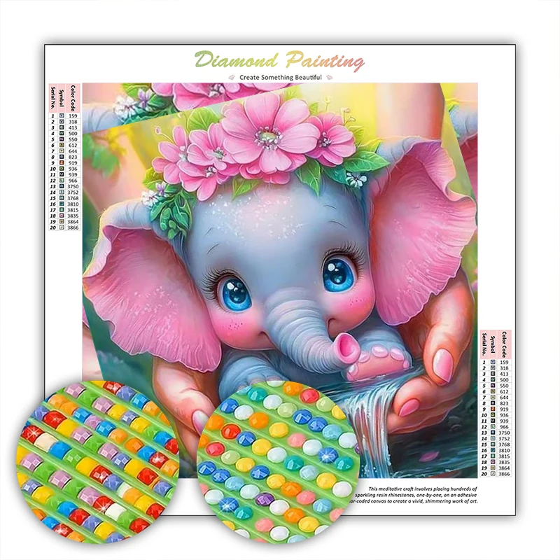 GATYZTORY Diamond Painting Storage Crafts Arts Crafts Diamond Paint elephant Animals Home Decor Handwork Diamond Art Kits Gift