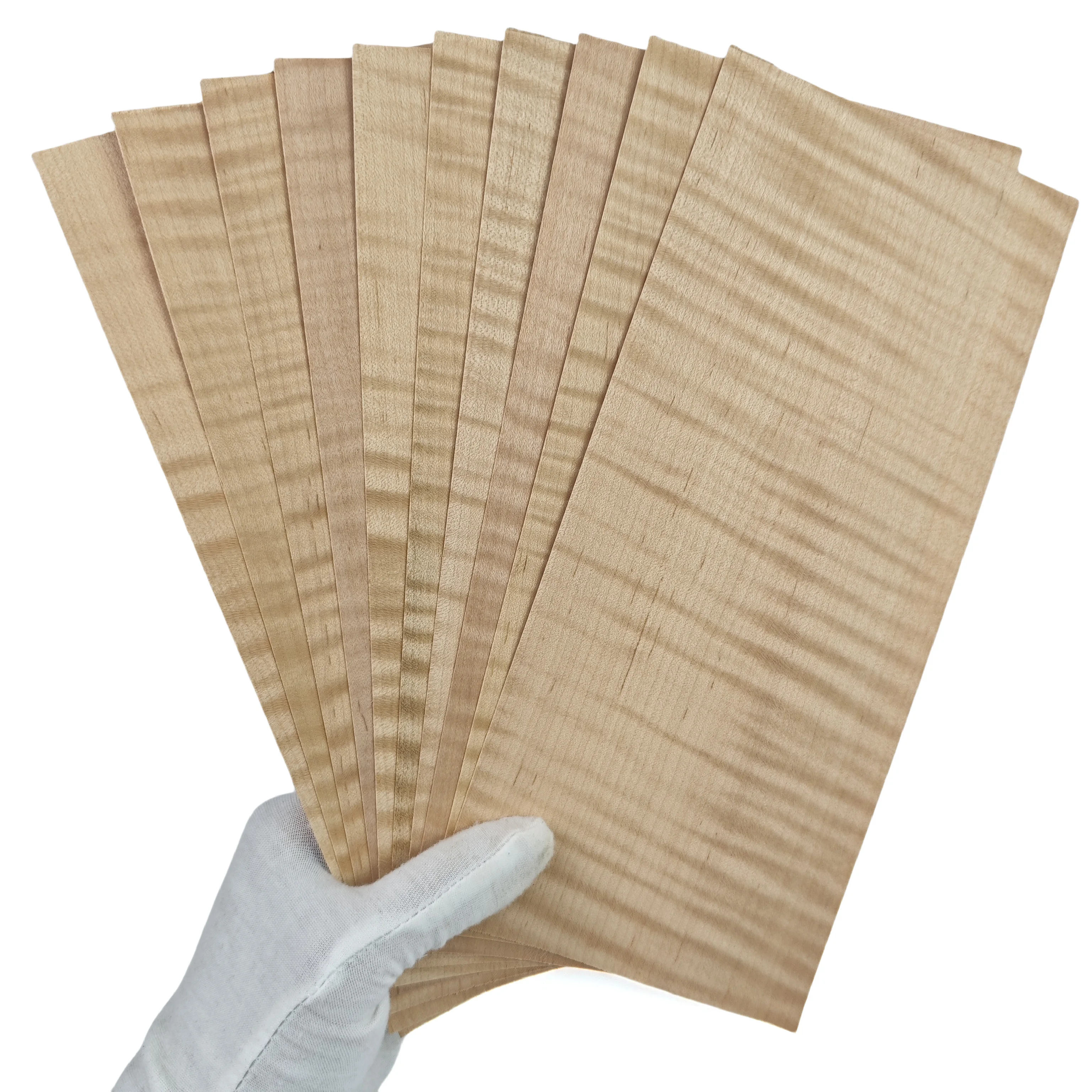 10 piezas de láminas de chapa de arce natural rizado de 25x11cm para incrustaciones artísticas, altavoces de guitarra, fabricación de marcos y trabajos de bricolaje en madera