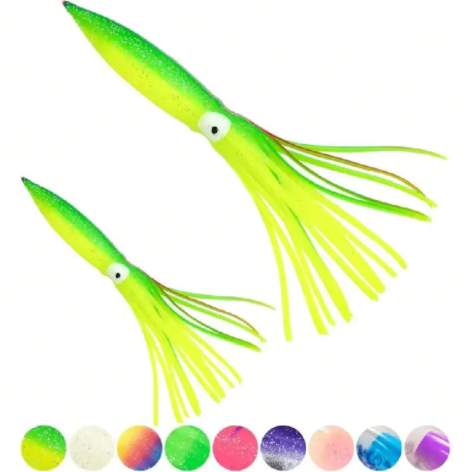 

10pcs Trolling Squid Skirts Fishing Saltwater With Float Inside 6in/9in Octopus Lures For Tuna, Mahi, Marlin, Big Game Fish,45622235