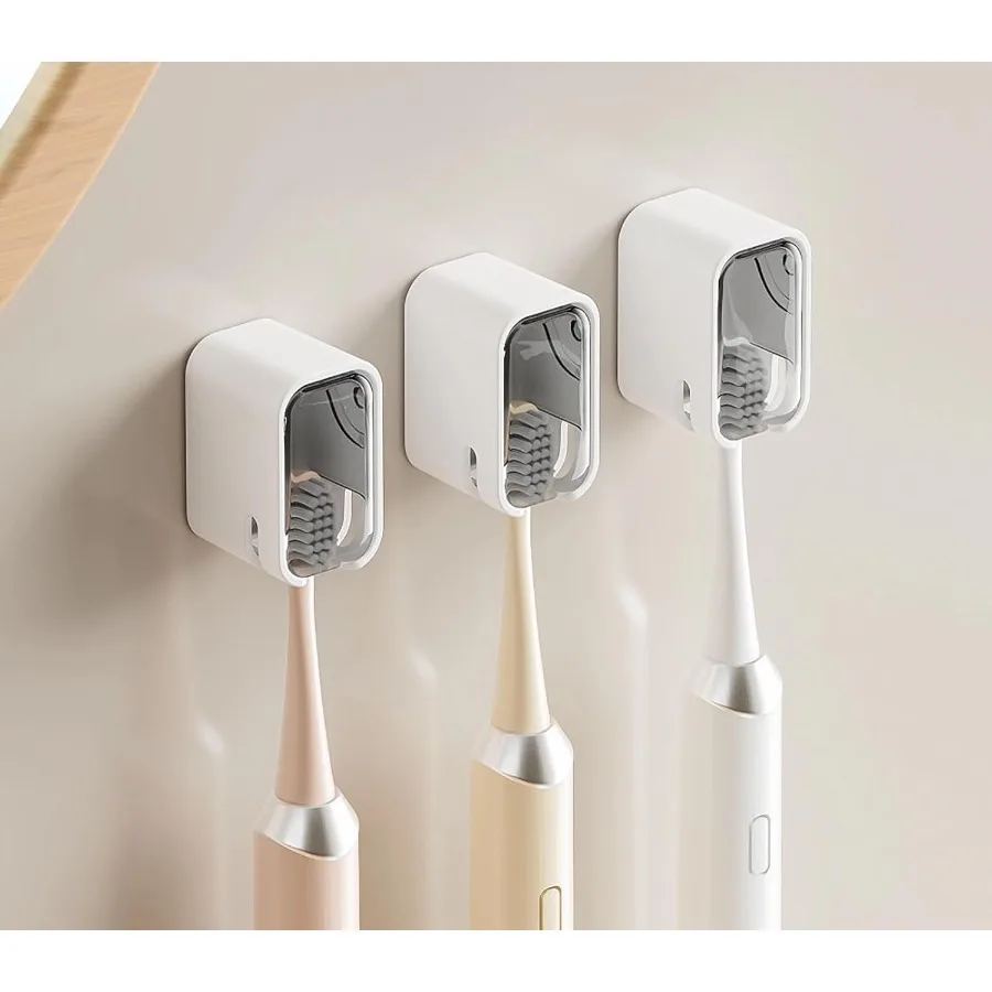 

Toothbrush Holders for Bathroom Wall Mounted [Innovative Single Slot Design] with Cover 3PCS Space-Saving Toothbrush Organizer