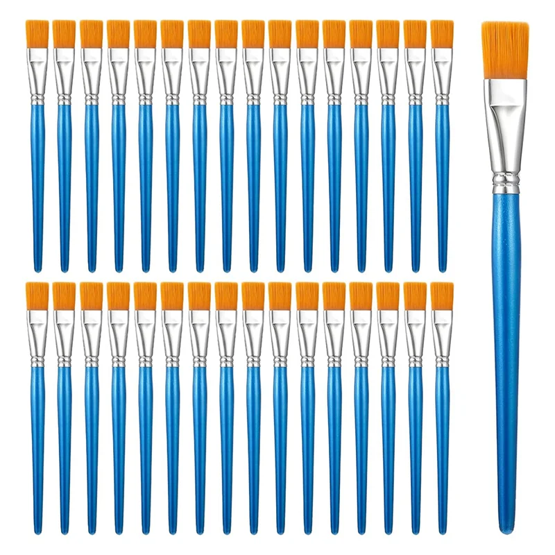 

32 Pcs 1 Inch Flat Paint Brushes For Acrylic Painting Watercolor Large Acrylic Paint Brush Artist Painting Brush-Y78A