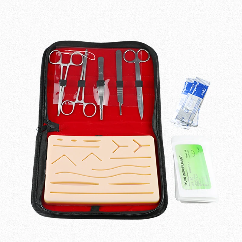 Kit di addestramento per sutura chirurgica la pelle aziona il modello di pratica della sutura cuscinetto di addestramento forbici ad ago Kit di strumenti attrezzatura per l'insegnamento