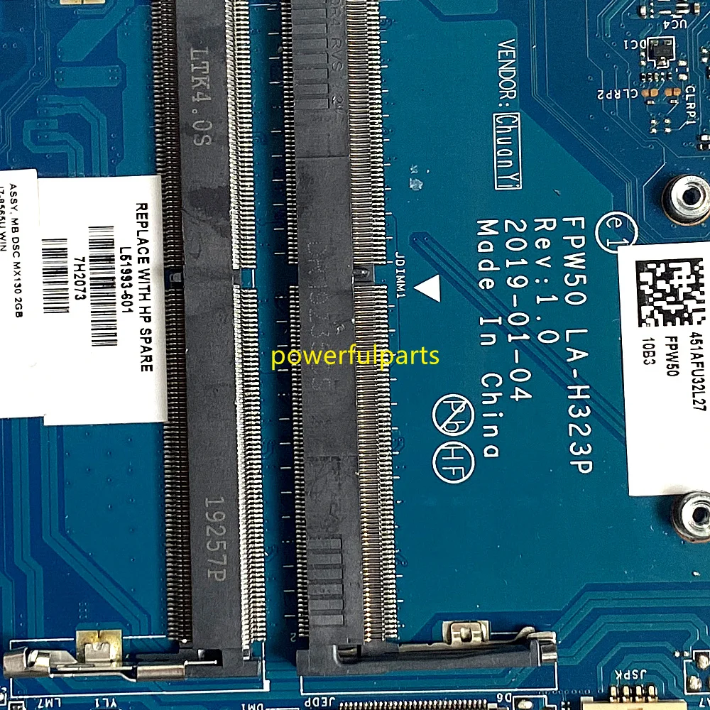 Imagem -03 - Motherboard para hp 15-dw 15s-du 15-du I58265 I79565 Gráfico Mx110 Mx130 2g L51993601 L51991-601 Trabalho Fpw50 La-h323p