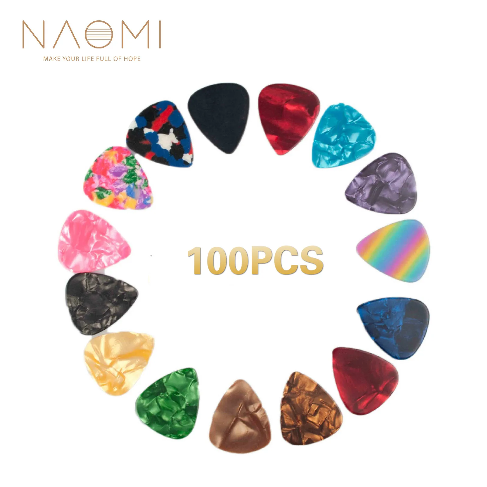 NAOMI Guitar Picks 100PCS Celluloid Guitar Picks Plectrum Various Colors For Guitar Electric Guitar Parts Accessories