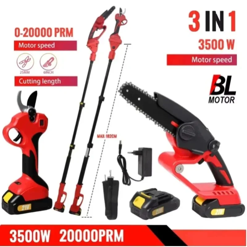 6 Zoll 3-in-1 Kabellose Elektrische Kettensäge, Hochastsäge mit Teleskopstange für Gartenpflege, Kompatibel mit Makita 18V Akku