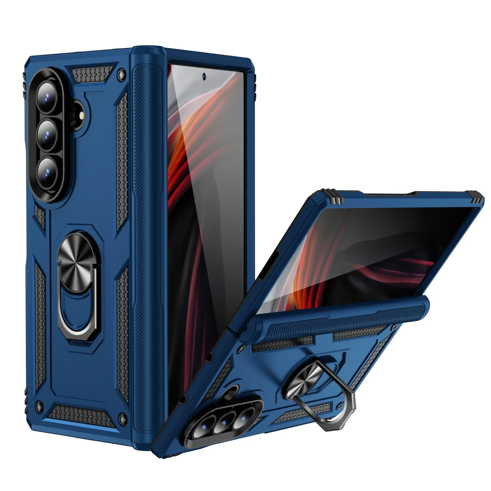 Amor Stoßfeste Hülle für Samsung Galaxy Z Fold 8 Ultra 7 6 5 Harte Ringhalter-Handyhülle mit Scharnierschutz – Detail 2