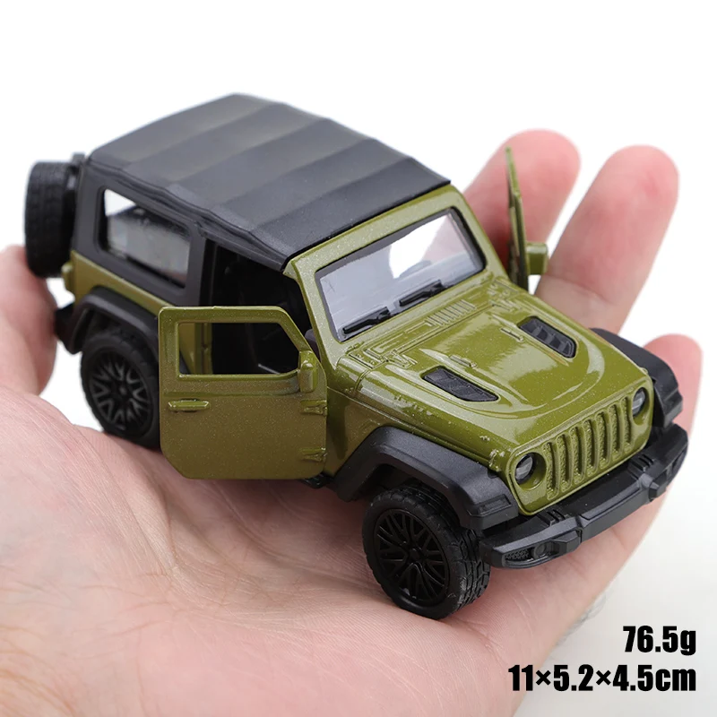 1/43 스케일 신형 다이캐스트 메탈 지프 루비콘 풀백 오프로드 차량, 세 도어 합금 모델, 정교한 어린이 장난감.