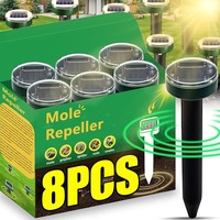 1/8PCS Solar Powered Low-frequency Ultrasonic Pest Repeller for Garden Yard Waterproof Mouse Mole Insect Repellents Control Tool
