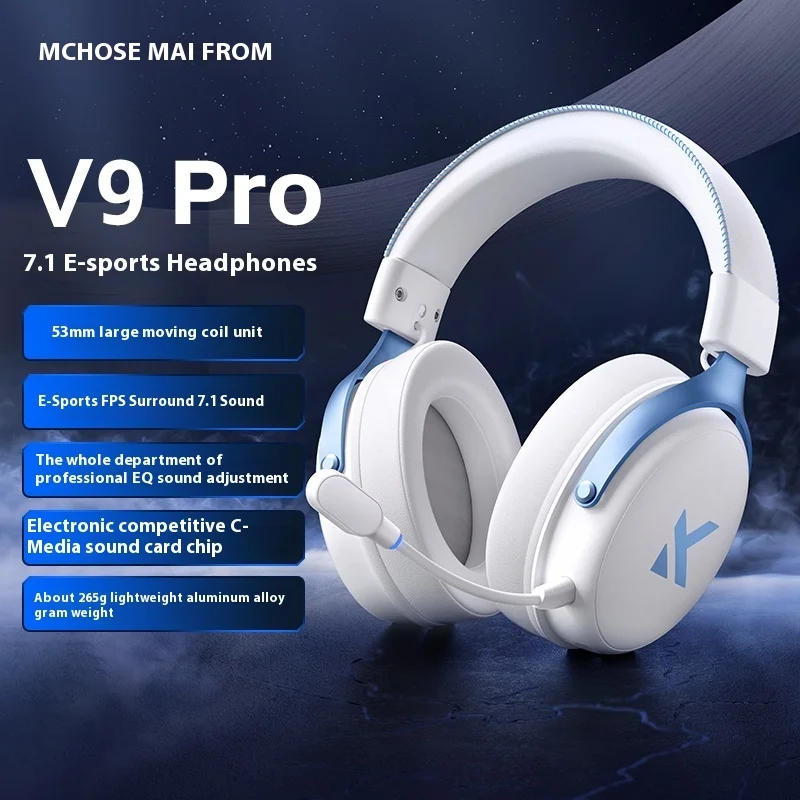 MCHOSE V9 Pro Headphones 3 Mode Wireless Head-mounted Noise Reduction Music Mic Gaming Earphones Pc Accessories Customized Gift