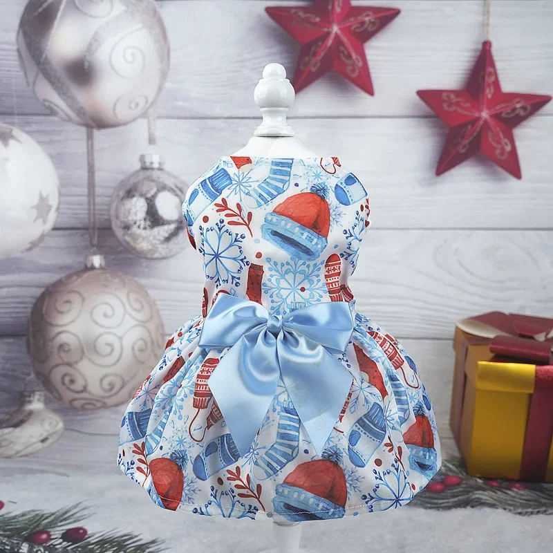 Christmas Dog Clothes Dog Dress Xmas Clothes Winter Cosplay Cat Pet Cute Printed Skirt Fancy Princess Puppy Dress Pet Clothing