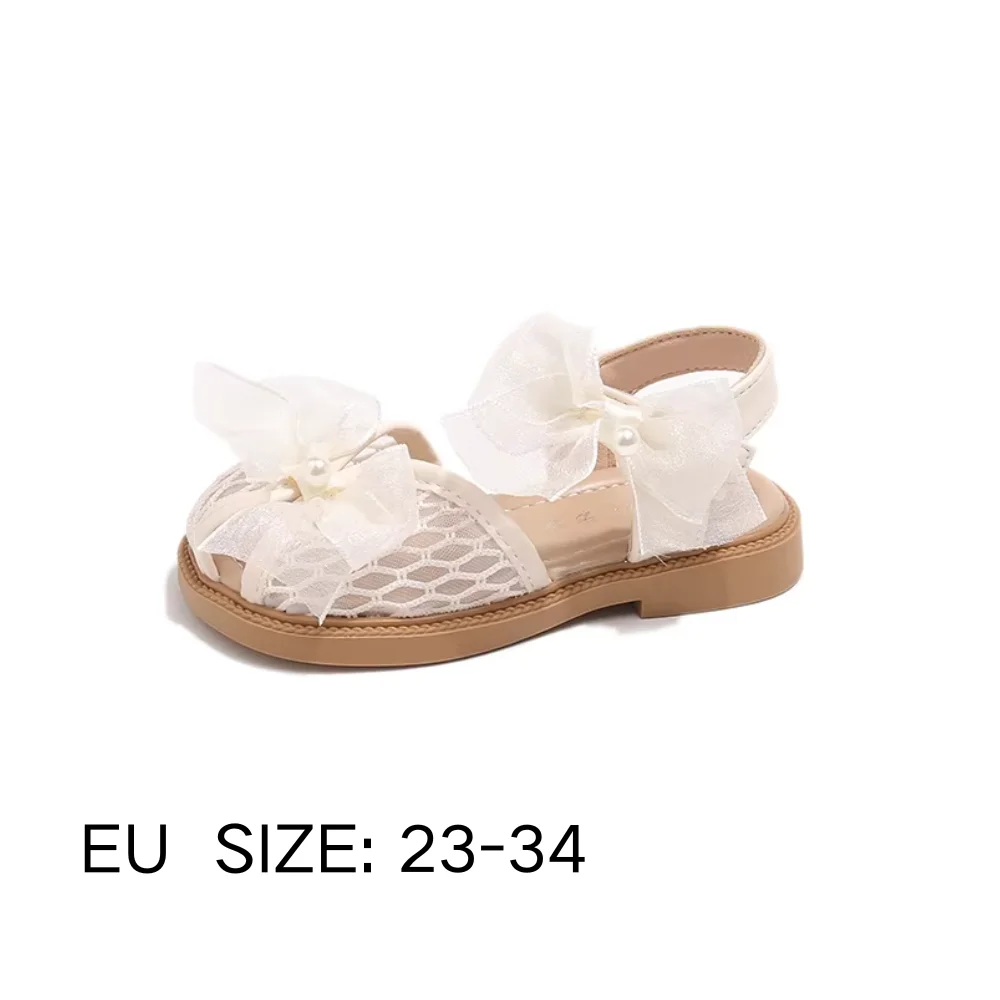 2026 Kids Closed-toe Sandals for Girls Summer Non-slip Sole Toddler Beach Vacation Sweety Bow Princess Party Wedding Shoes