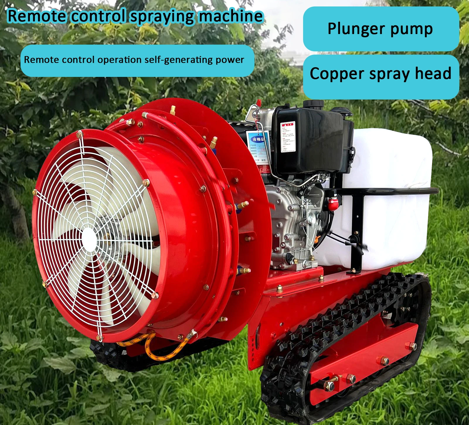 Factory Directly Farmland Orchard Remote Control Crawler Robot  Agricultural Motorized Sprayer Air Mist Blower Farm Sprayer