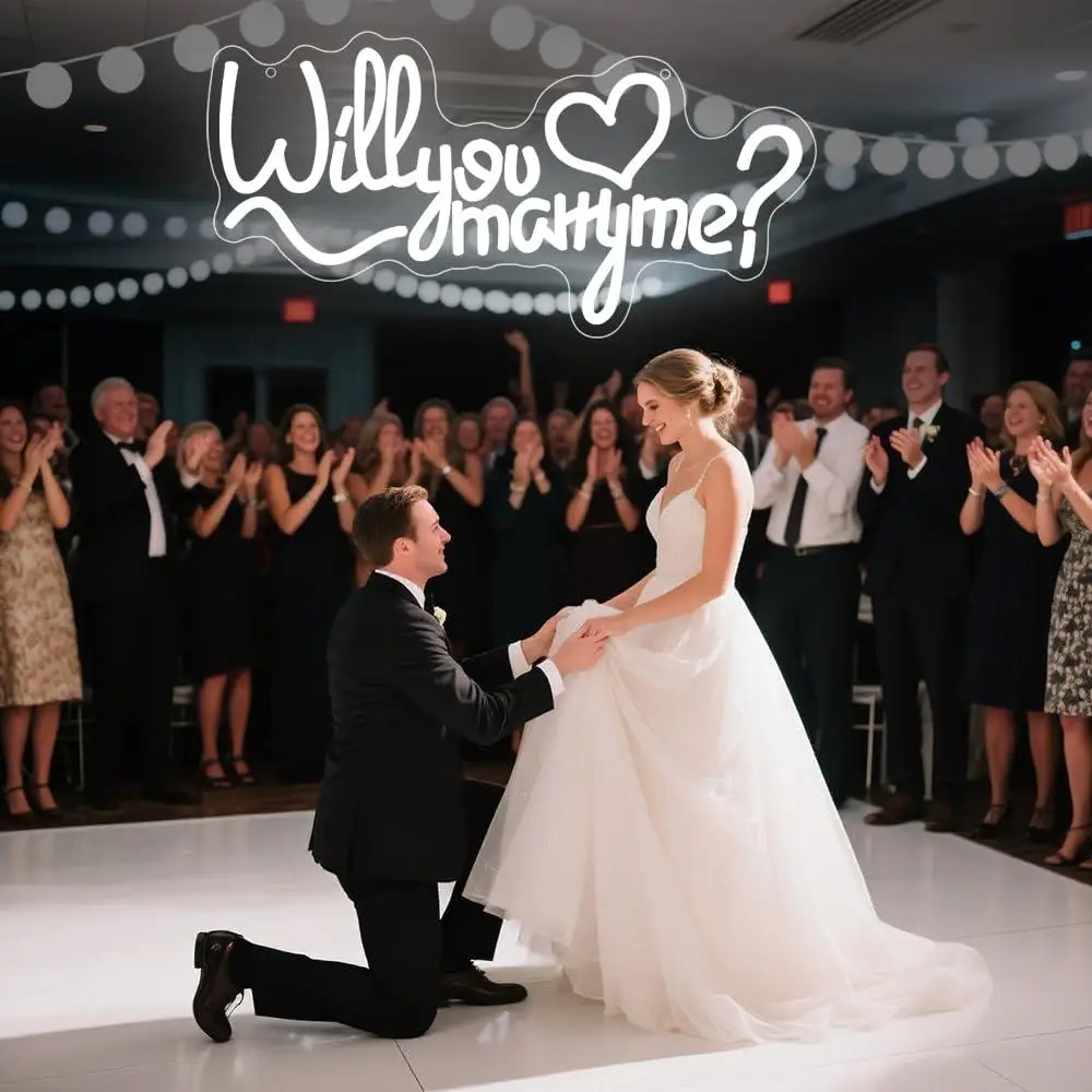 Will You Marry Me Neon Sign USB Dimmable LED Light for Bedroom Club Wedding Engagement Party Aesthetic Decor Gifts Wall Lights