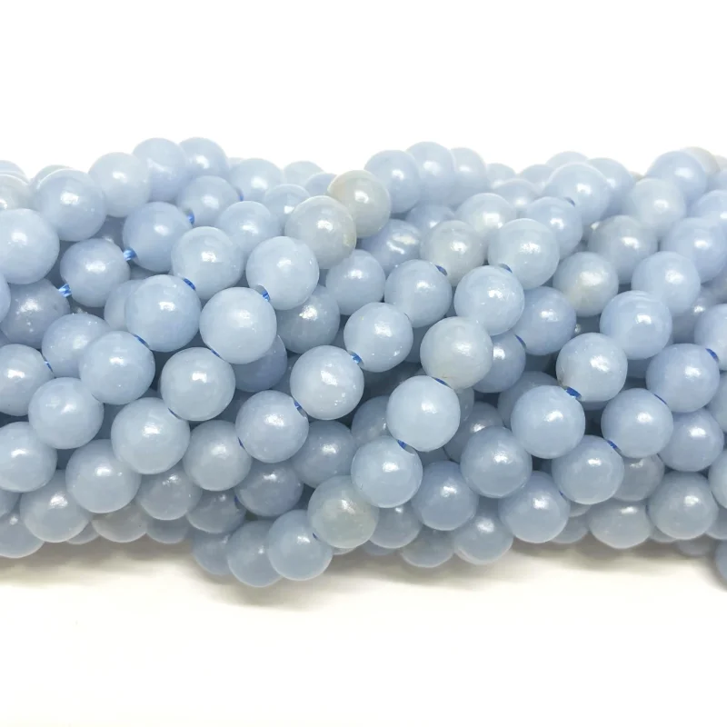 2025 New Natural Blue Angelite 100% Stone Loose Round Beads Jewelry Making 6/8/10MM DIY Bracelets Necklace Beading Accessories