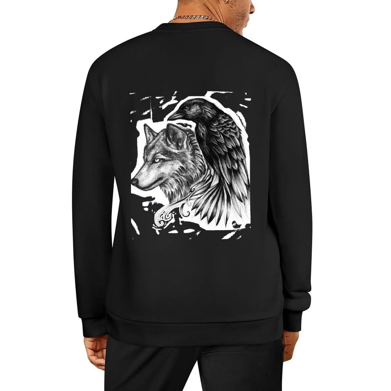 

WOLF AND CROW Pullover mens clothing men wear men's winter sweater men's autumn clothes graphic sweatshirts