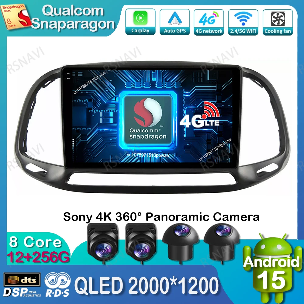

Android 15 Car Radio For Fiat Doblo 2015 - 2020 DVD Multimedia Stereo 4G LTE GPS BT Navigation Qualcomm Autoradio 5G WIFI DSP