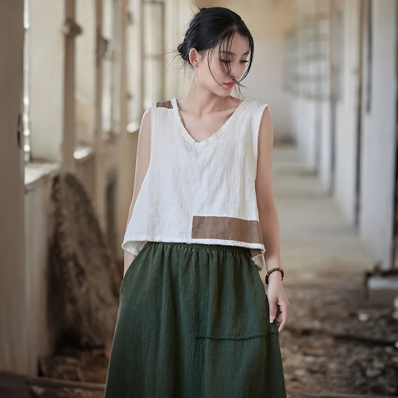 

Cotton and linen women's new ramie cotton versatile nostalgic vest home travel stray vest fashion leisure simple temperament ele