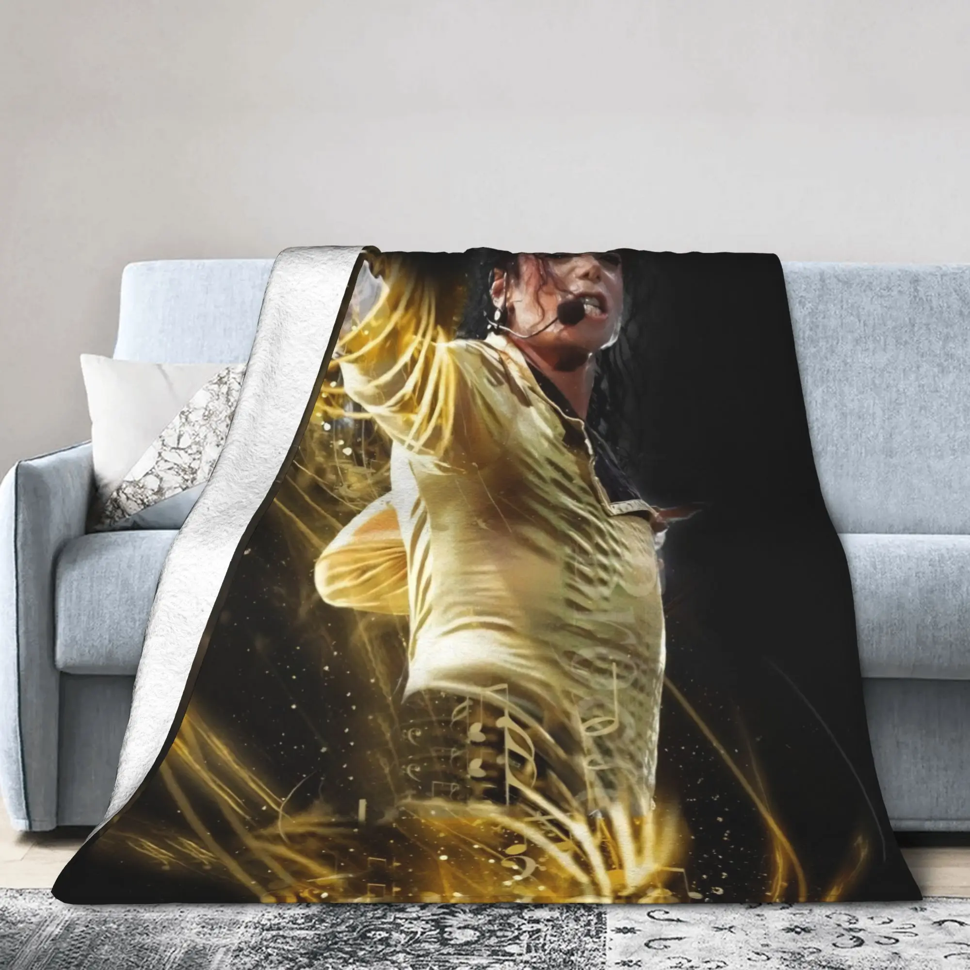 MJ Michaels Jacksons Blanket Fleece Spring/Autumn Music Idol 90s Breathable Warm Throw Blanket for Bedding Car Rug Piece