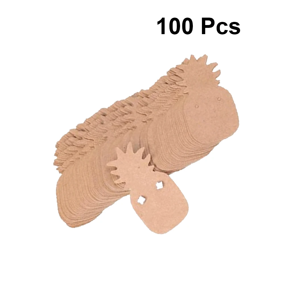 

100 PCS Ornament Paper Card Kraft Cards Earring Display Holders Pineapple Blank Tags