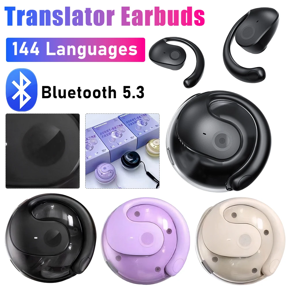 Wireless BT Translation Earbuds 144 Languages Real Time Translation Earphones Smart Voice AI Wireless Headphones for Travel