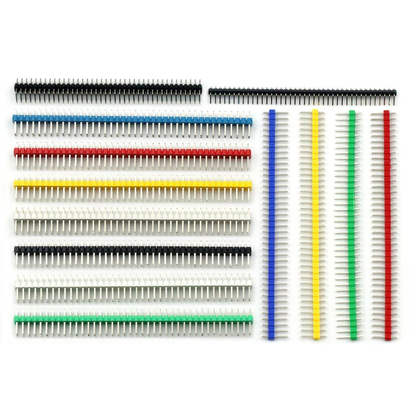 10/100 SZTUK 2,54 mm Skok 40Pin Jednorzędowe / dwurzędowe męskie złącze czerwone czarne niebieskie zielone złącze pinowe płytka PCB dla Arduino