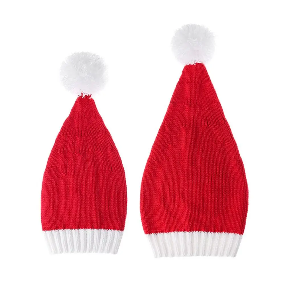 Fashion Merry Christmas Hat Christmas Knitted Hat Stripe Warm Santa Beanie Hat Ball Green Red Woolen Hat Happy New Year