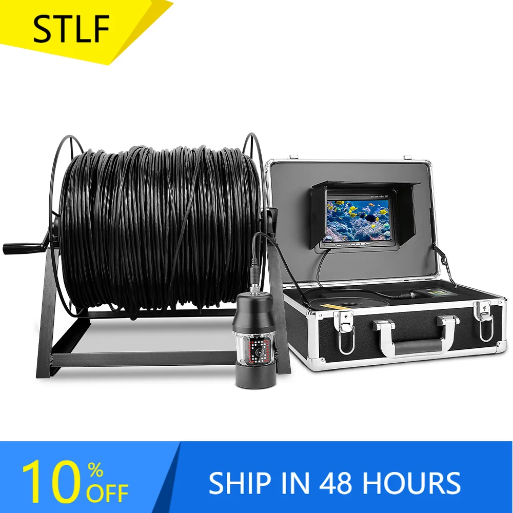 

DVR 7" Underwater Fishing 200M Cable 360° Rotating View Depth Temperature