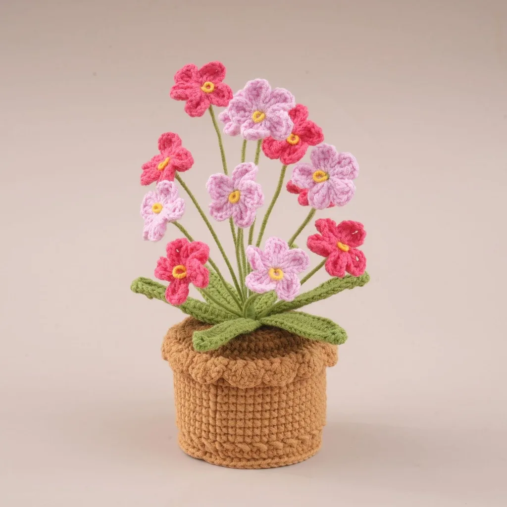Crochet Knitting Tulip Daisy Butterfly Orchid Flowers Potted Crochet Large Sunflower Desktop Car Automotive Interior Decoration