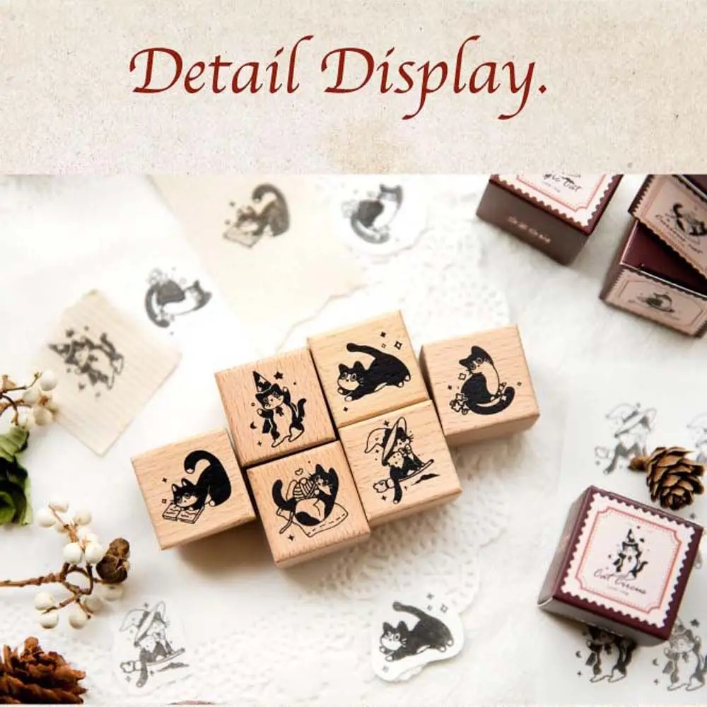 Diy Craft Black Cat Stamps Cute Pet Retro Vintage Wooden Rubber Stamps Kitten Animal Shape Cat Seal Stamping Card Making