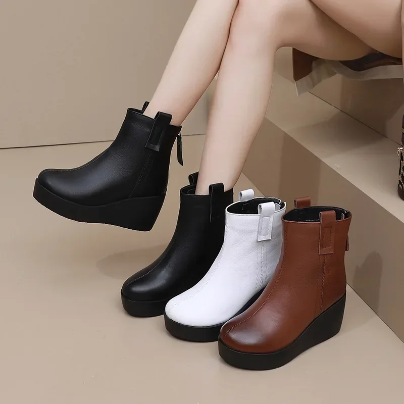 Big Size 42 Brand Design Ladies Wedges High Heels Ankle Boots Fashion Zip Goth Platform women\'s Boots Party Punk Shoes Woman