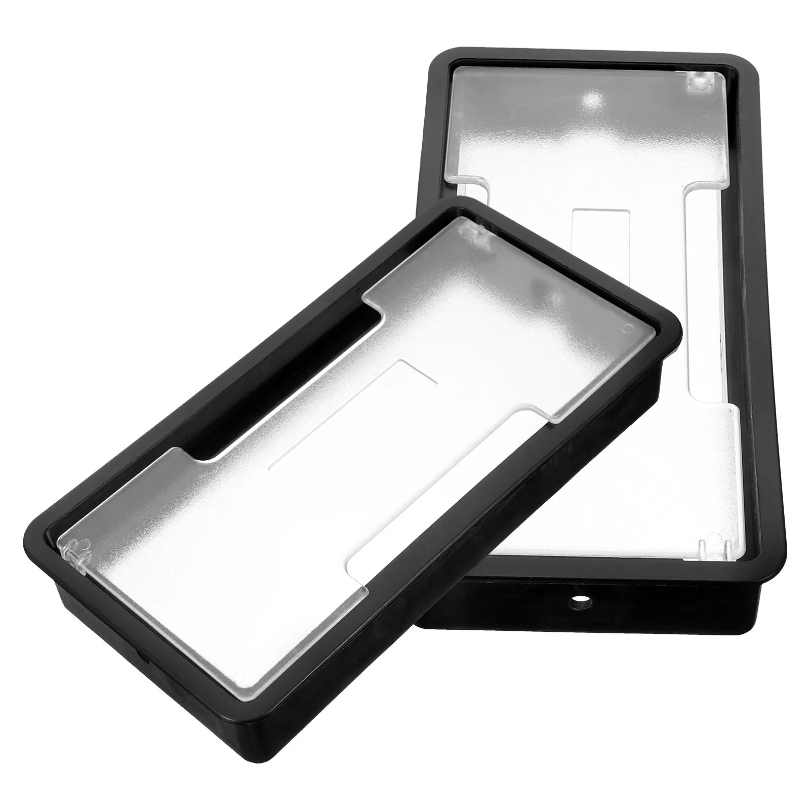 2 قطعة ثقب سلك سطح المكتب يغطي مستطيلة كابل بلاستيكي ثقب المقابس مكتب الحبل المنظم الحلقات مكتب الحلقات منظم للأسلاك